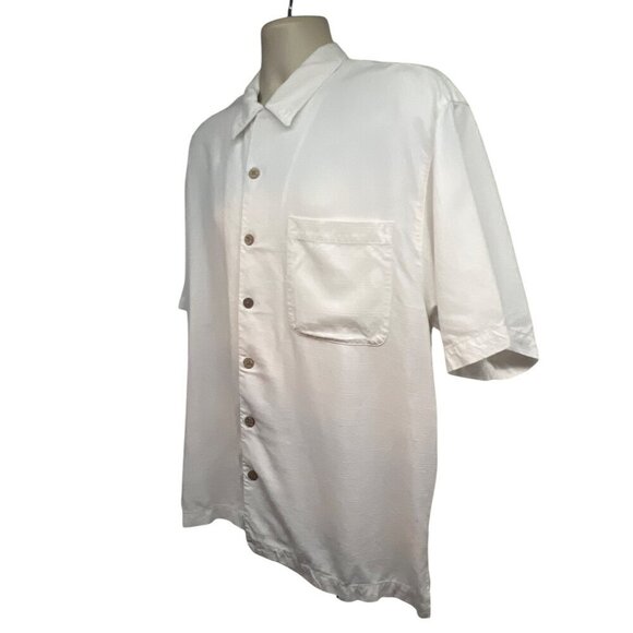 Tommy Bahama Mens Vintage White Embroidered Button Up Camp Shirt Large Pocket - Picture 3 of 11